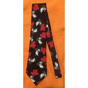 Vintage Men's Necktie 101 Dalmatians Disney Puppies Hearts Black Red White 4x58